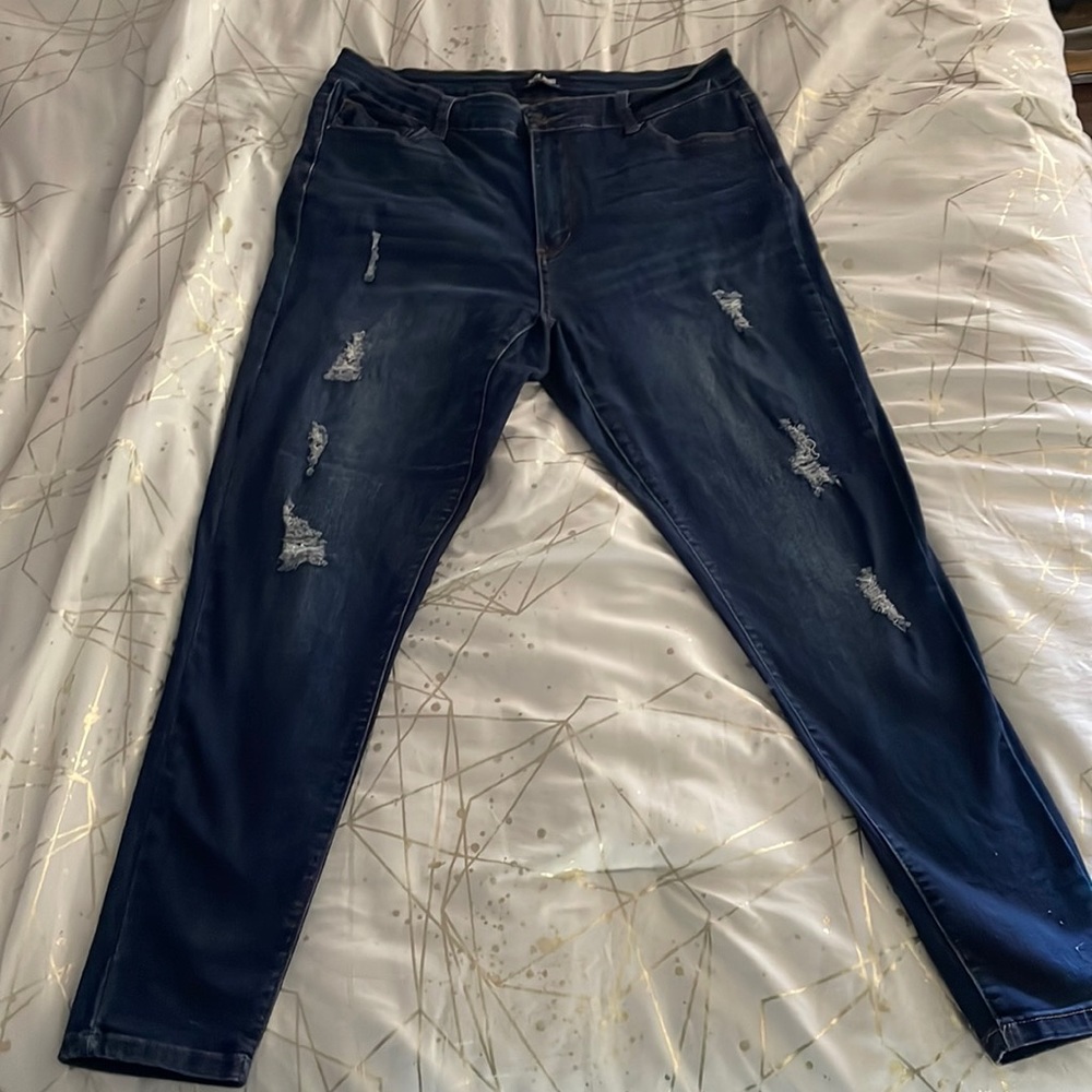 Navy Blue Ripped Jeans